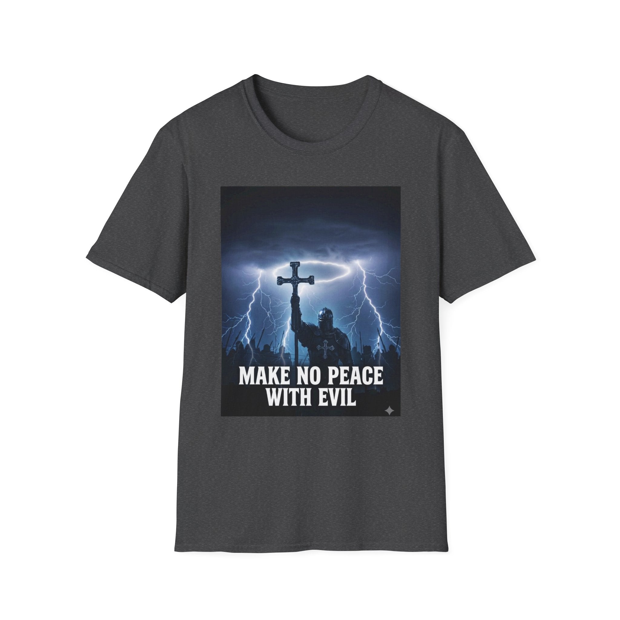 Make No Peace With Evil T-Shirt – Lightning Cross Christian Faith Tee