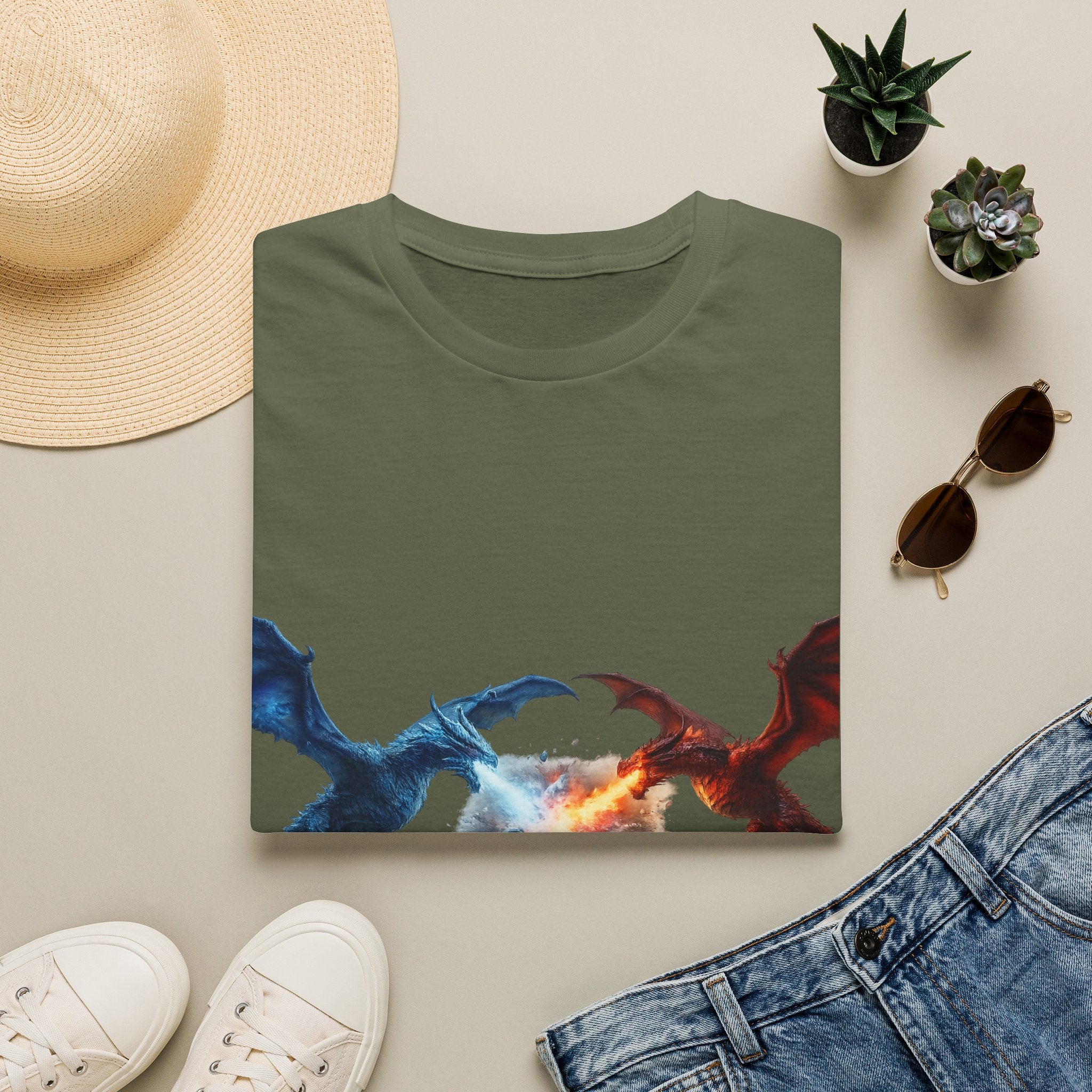 Dragon Duel T-Shirt — Fire vs Ice- Wyverns Graphic Tee