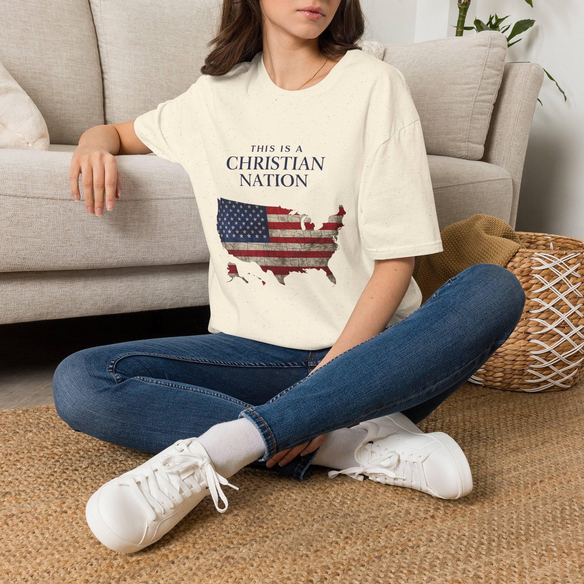 Christian Nation T-Shirt — America Flag Map Graphic