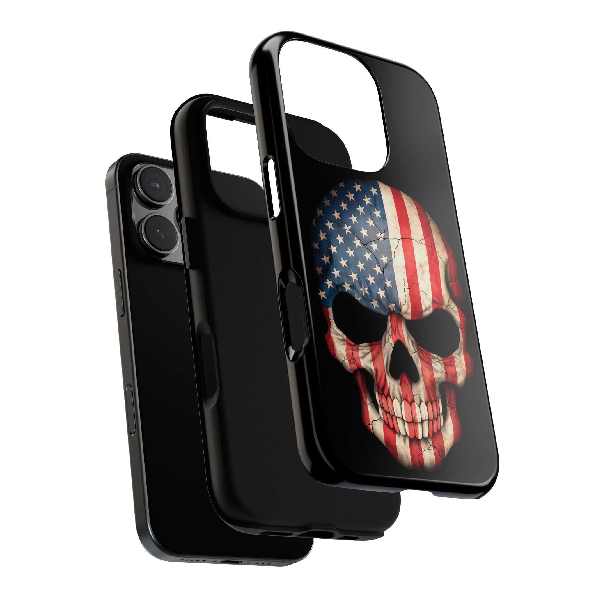 American Flag Skull Phone Case - Patriotic Tough Protective Cover