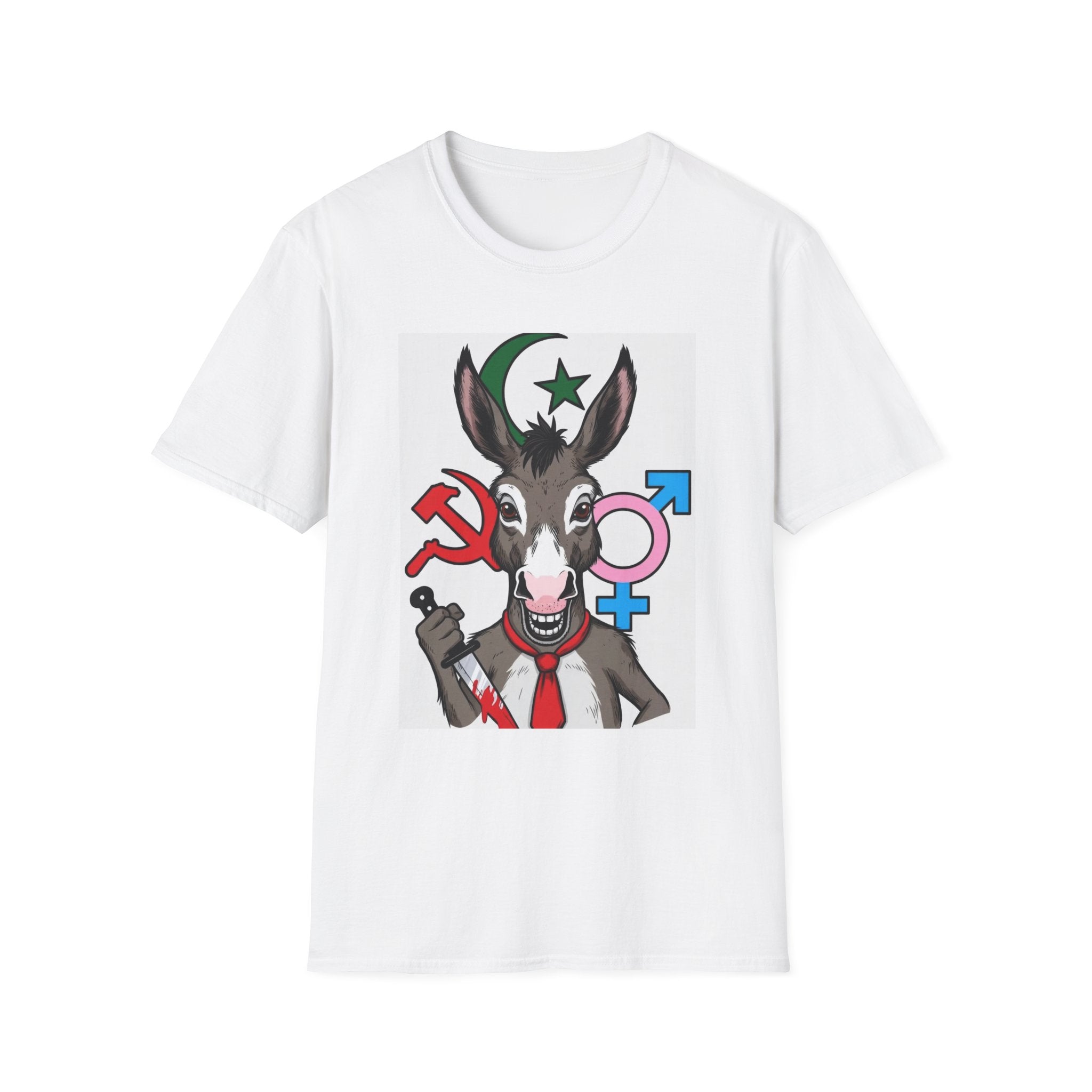 Political Donkey Graphic T-Shirt — Progressive Symbols Cartoon Tee