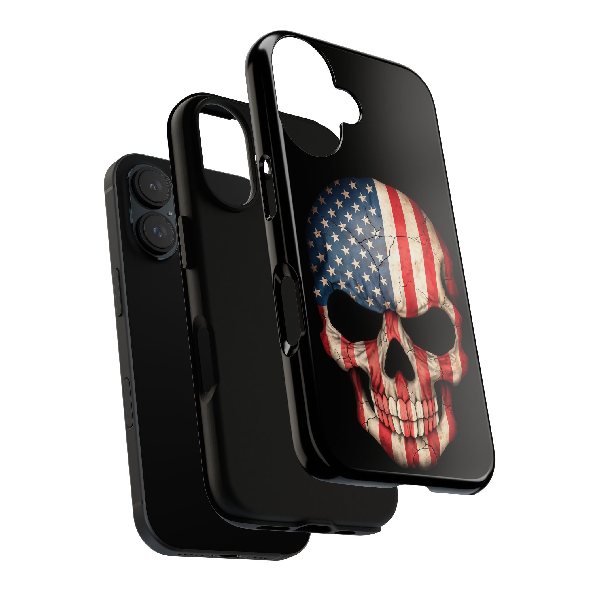 American Flag Skull Phone Case - Patriotic Tough Protective Cover