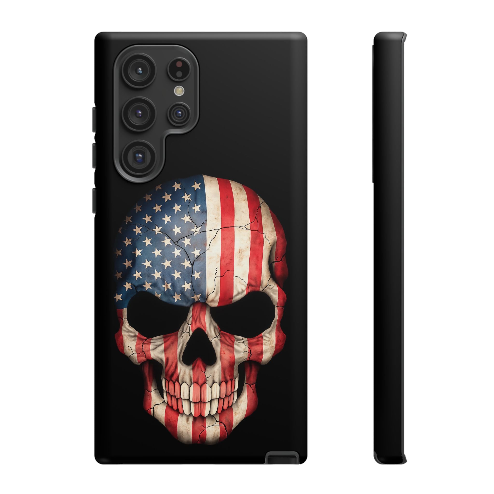 American Flag Skull Phone Case - Patriotic Tough Protective Cover