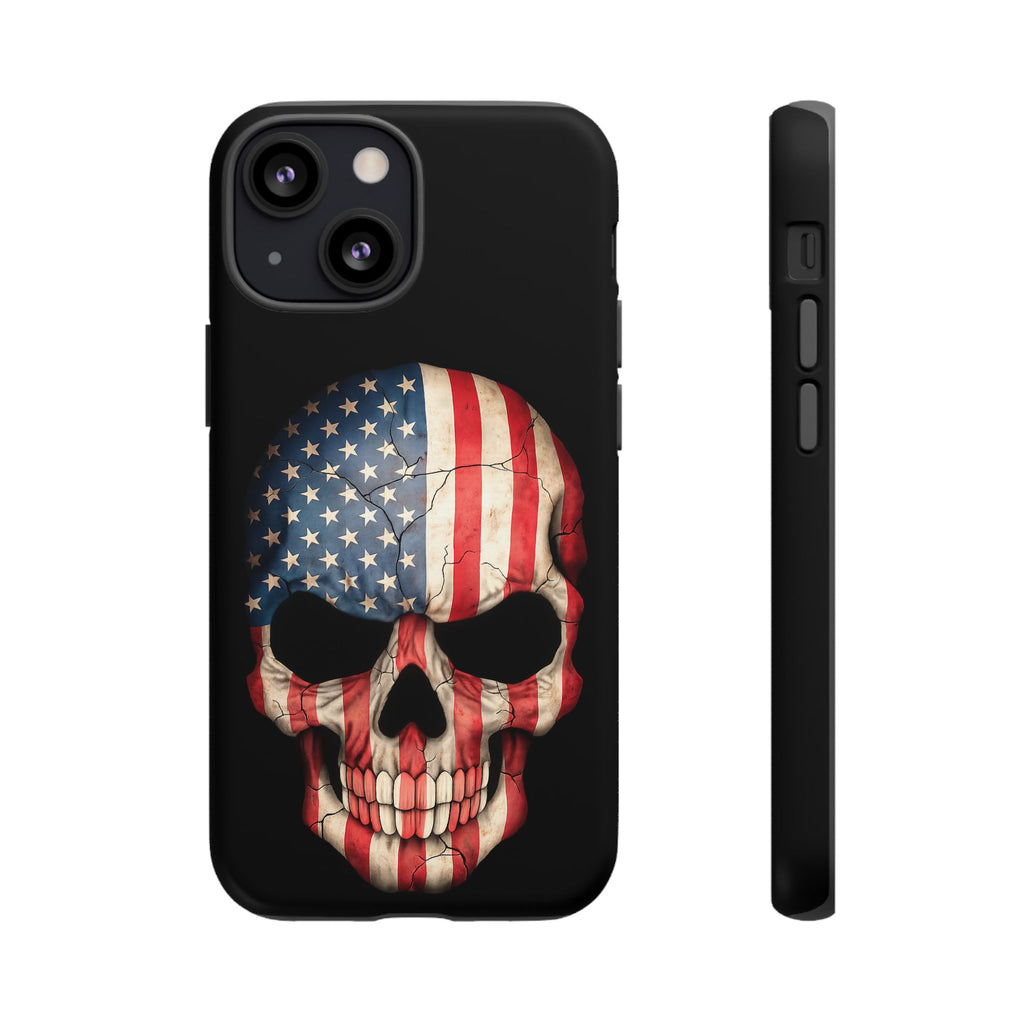 American Flag Skull Phone Case - Patriotic Tough Protective Cover
