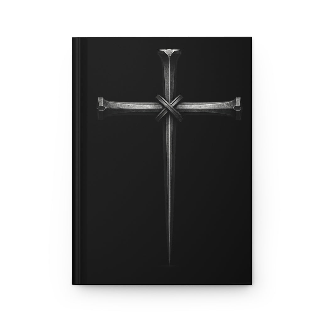 Hardcover Journal — Dark Cross & American Flag Skull Notebook