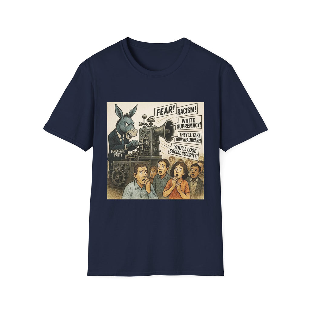 Graphic T-Shirt — Vintage Political Cartoon ‘Fear! Racism! White Supremacy!’