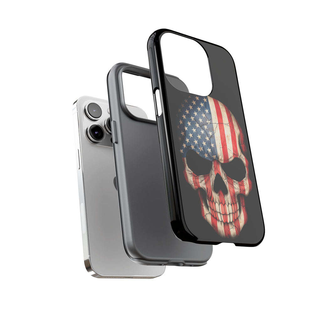 American Flag Skull Phone Case - Patriotic Tough Protective Cover