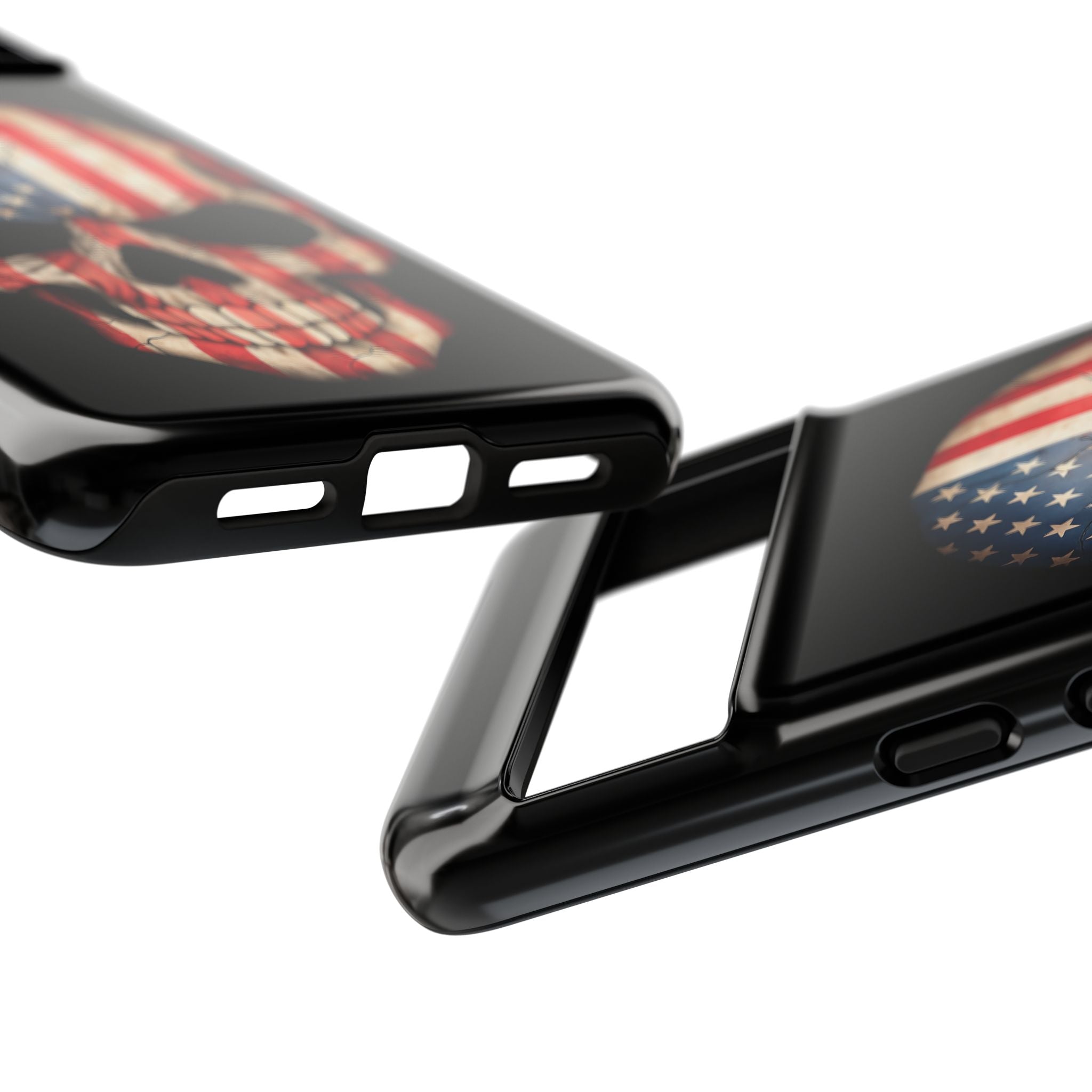 American Flag Skull Phone Case - Patriotic Tough Protective Cover