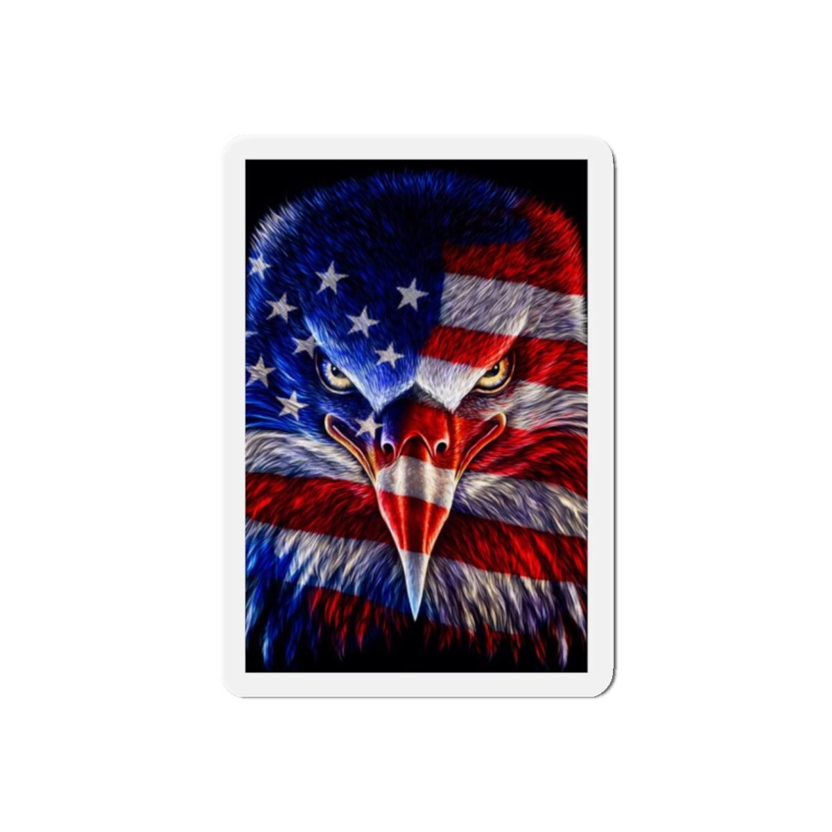 Patriotic Eagle Magnet — American Flag Bald Eagle Die-Cut Refrigerator Magnet