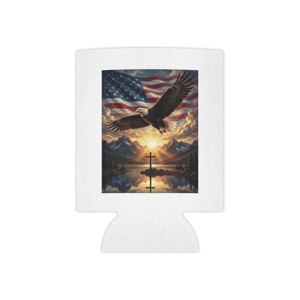 Patriotic Eagle & Cross Can Cooler – American Flag Beer Cooler