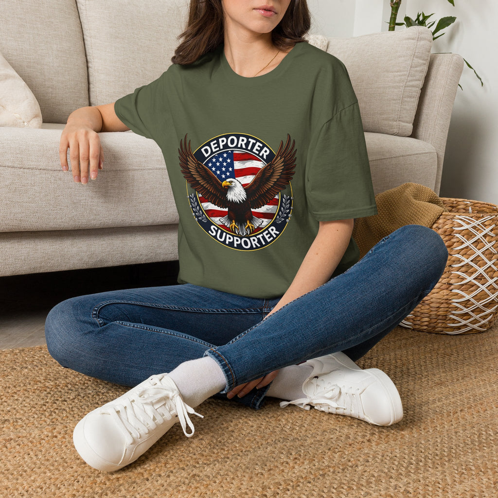 Deporter Supporter T-Shirt — Patriotic Eagle American Flag Tee