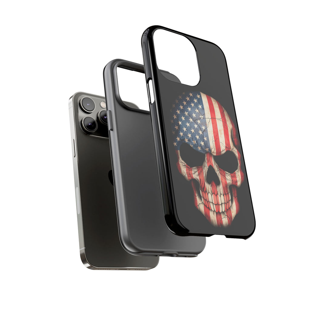 American Flag Skull Phone Case - Patriotic Tough Protective Cover