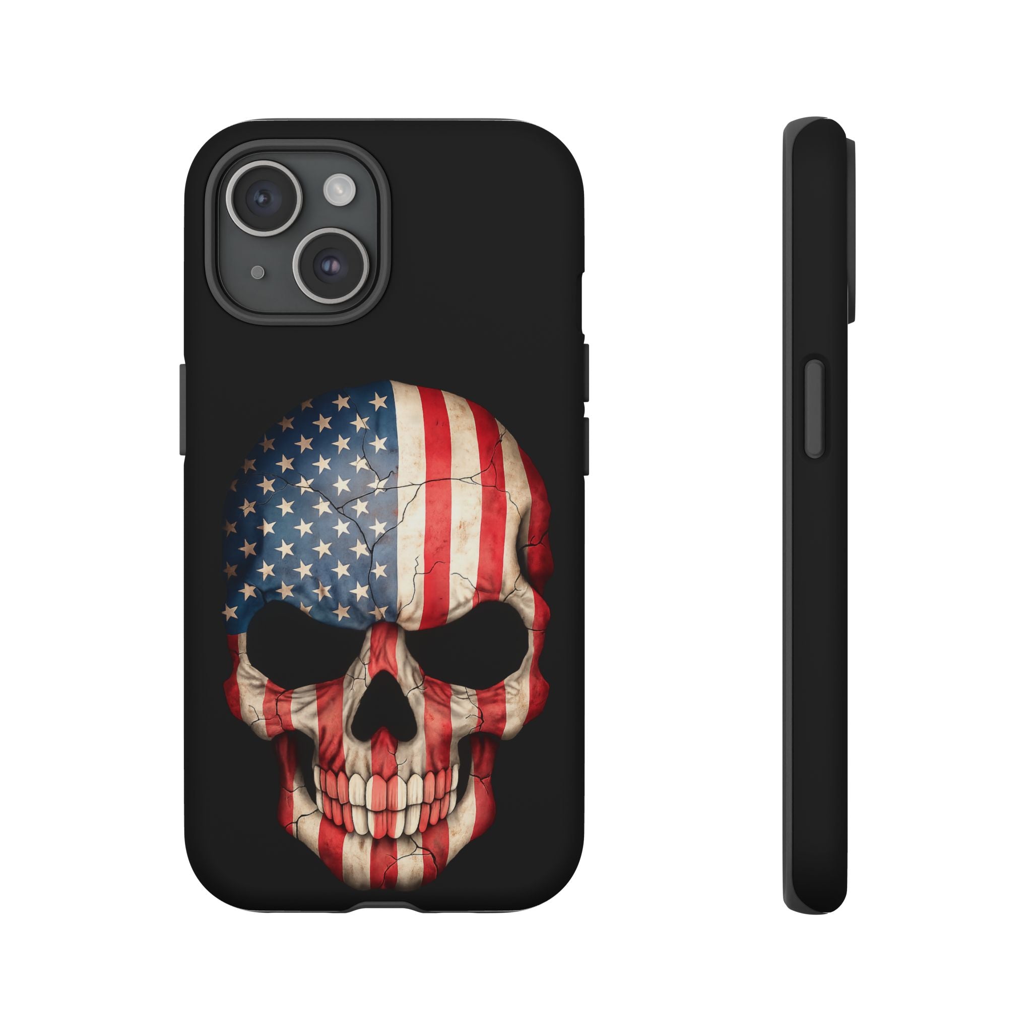 American Flag Skull Phone Case - Patriotic Tough Protective Cover