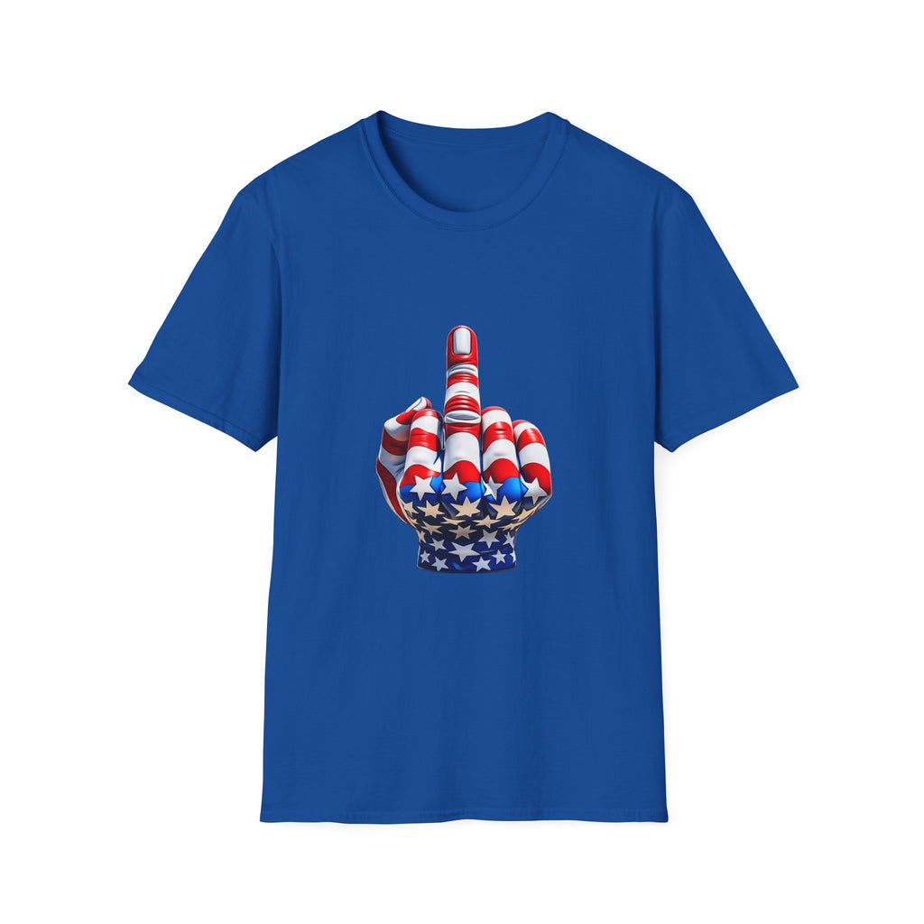 Middle Finger USA Flag T‑Shirt — Patriotic Offensive Graphic Tee