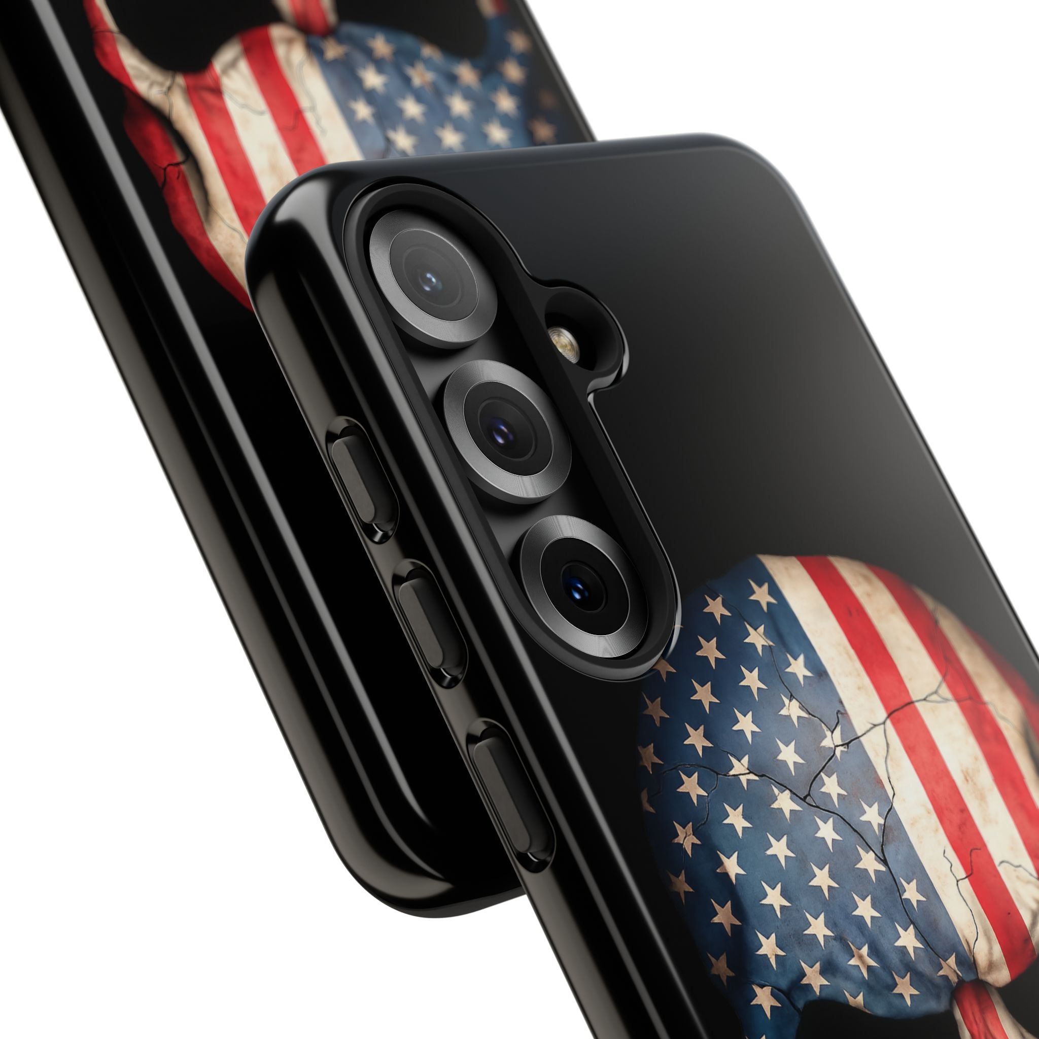 American Flag Skull Phone Case - Patriotic Tough Protective Cover