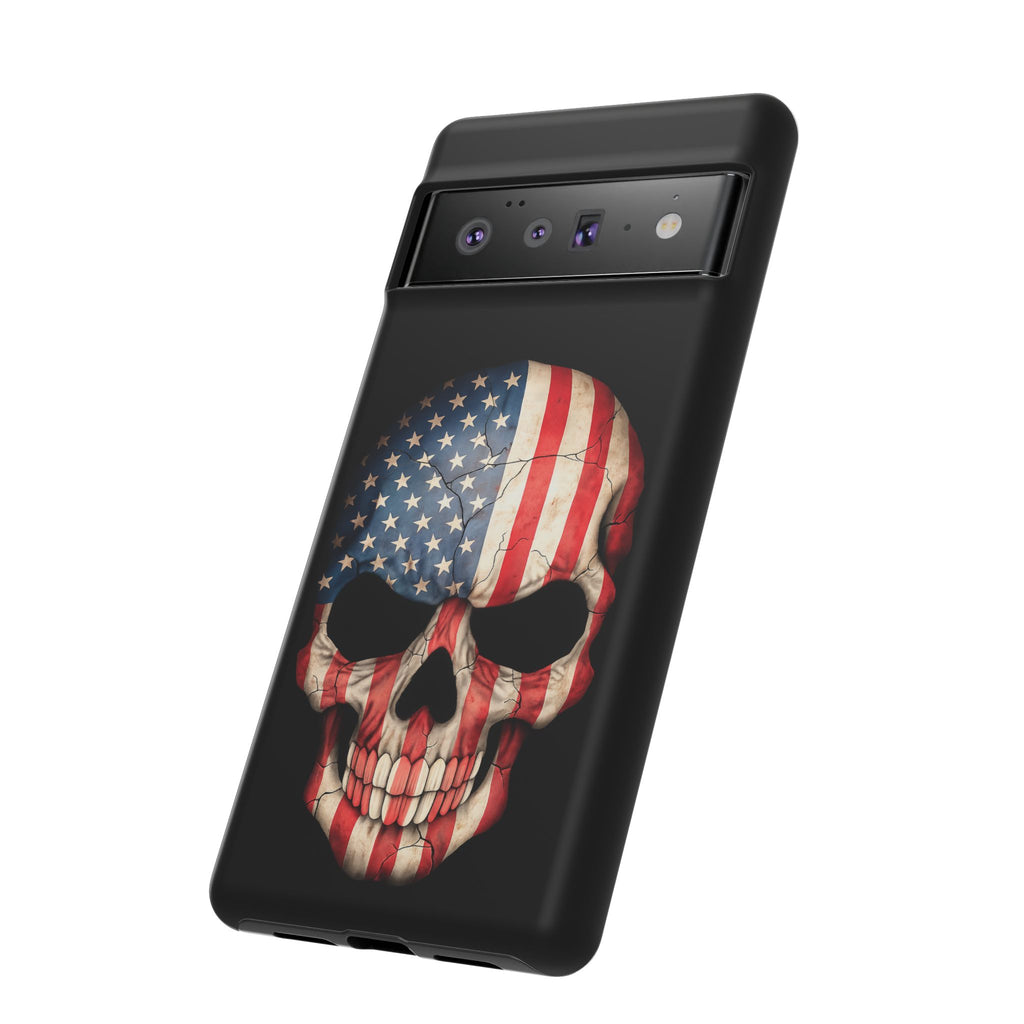 American Flag Skull Phone Case - Patriotic Tough Protective Cover