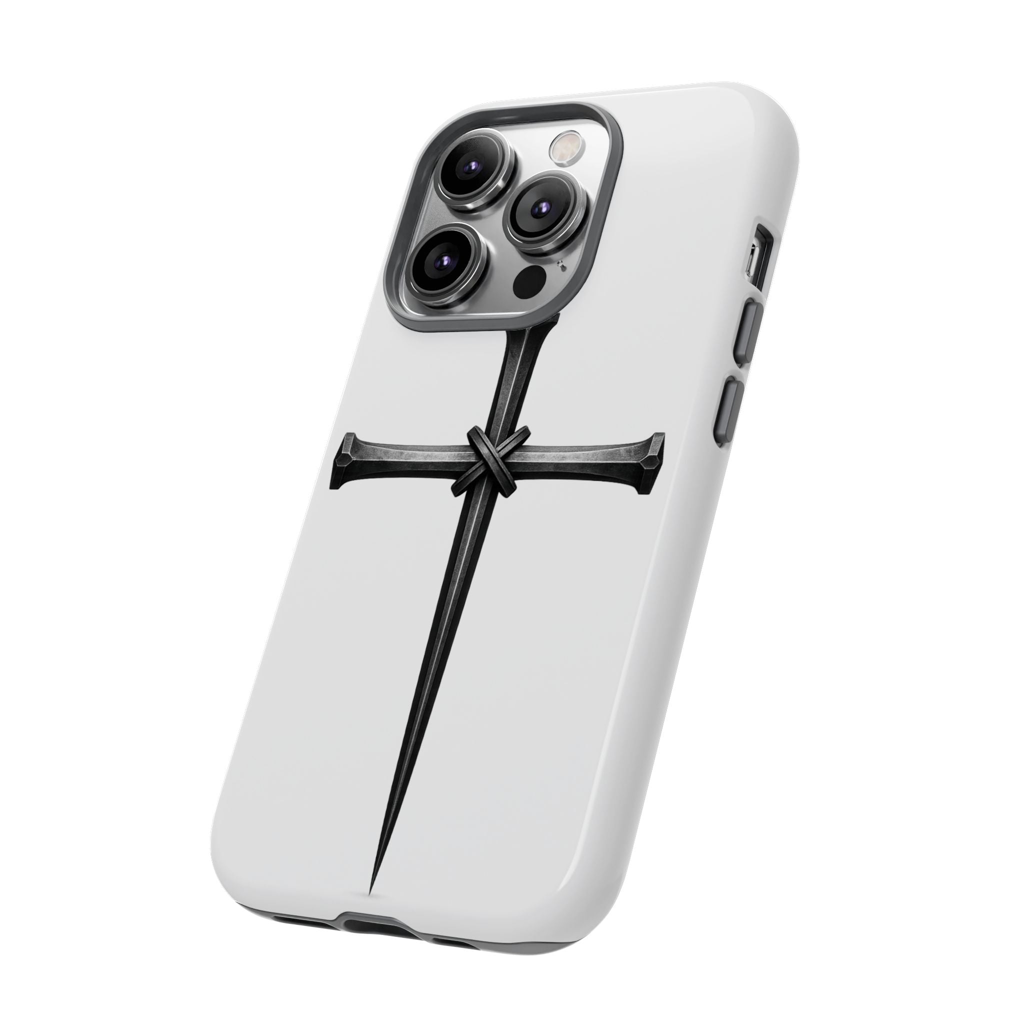 Nail Cross Tough Phone Case – Minimal Gothic Christian Armor for Samsung & iPhone