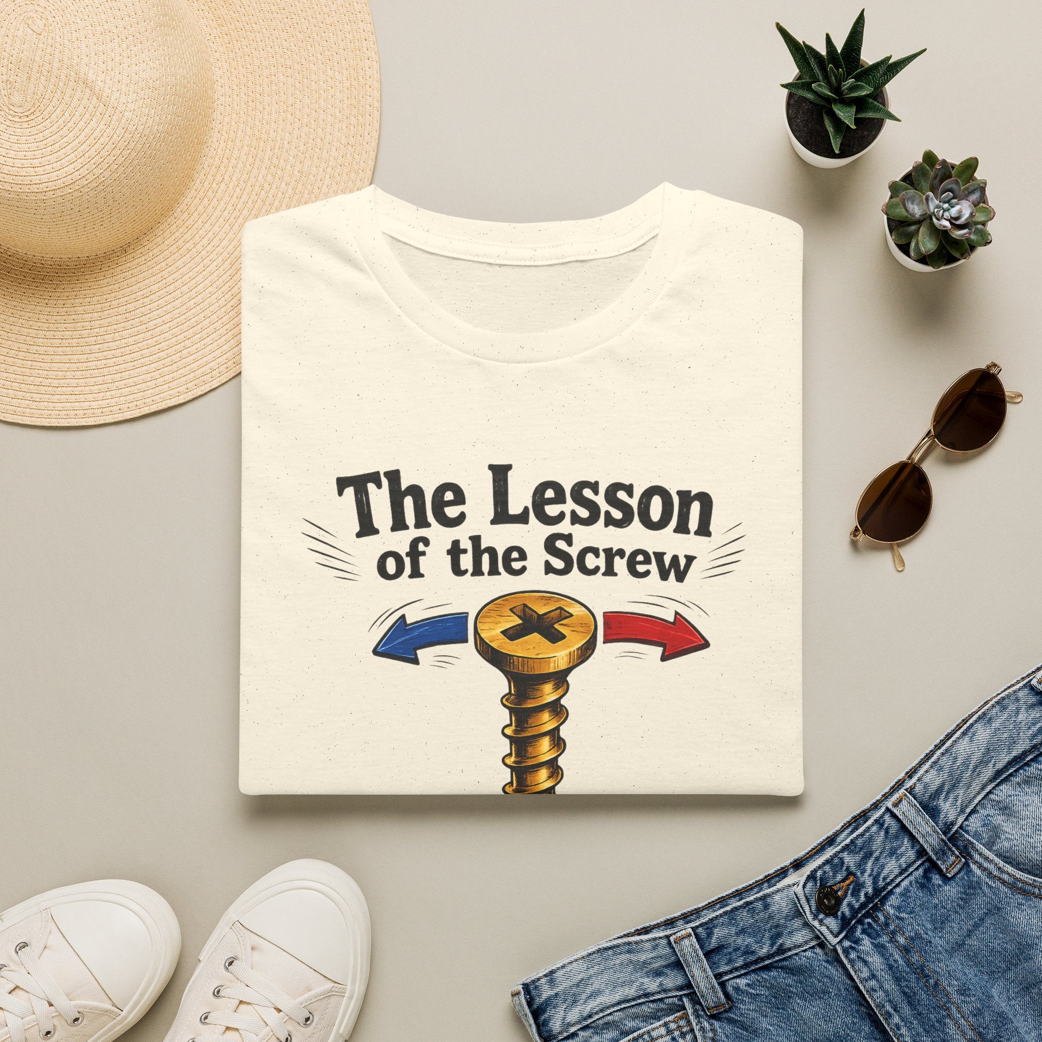 T-Shirt — “The Lesson of the Screw” Funny Instructional Graphic Tee