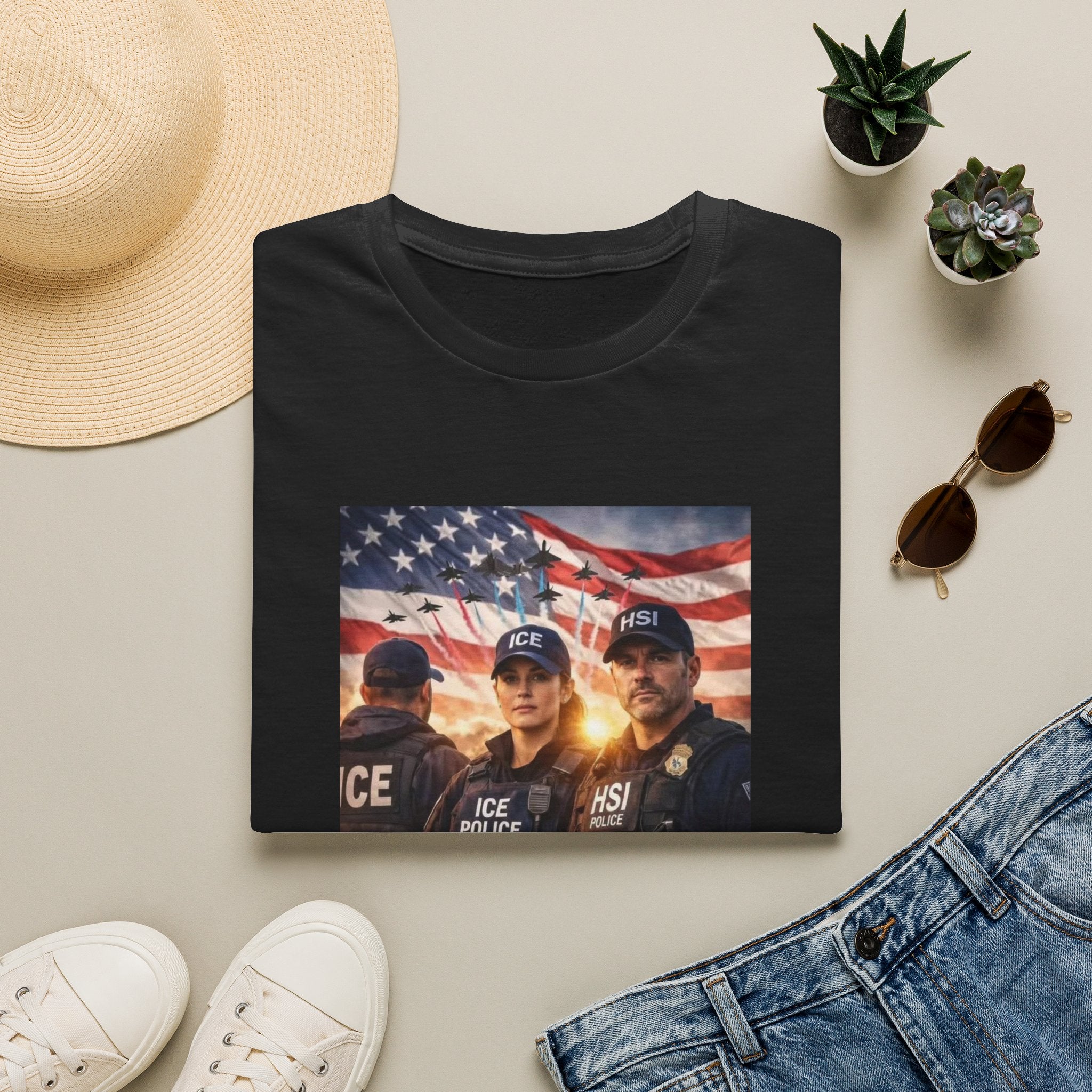 Police Tribute T-Shirt — "Thank You Police" American Flag Design