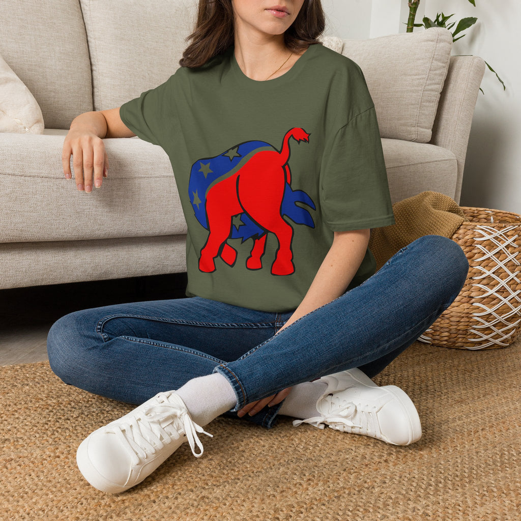 Elephant Political Graphic T-Shirt — Patriotic Red, White & Blue Design