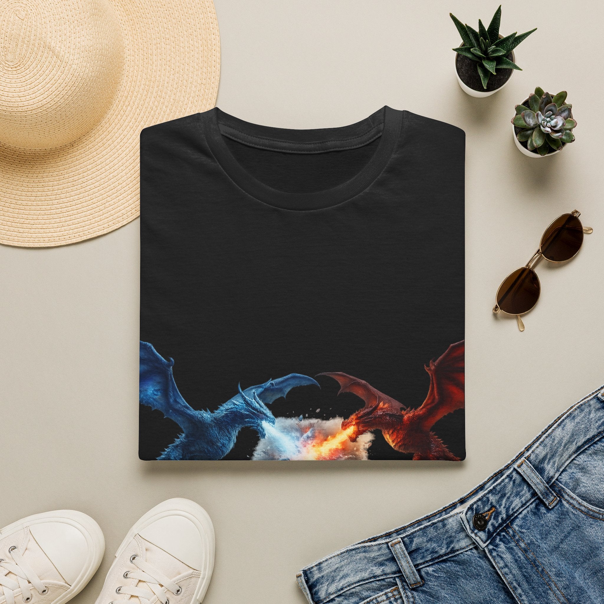 Dragon Duel T-Shirt — Fire vs Ice- Wyverns Graphic Tee