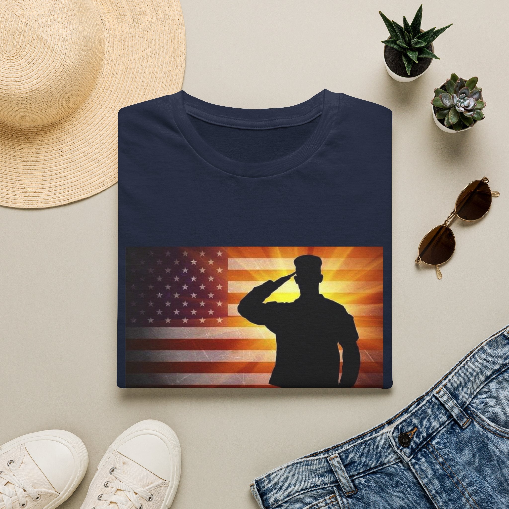 Military Salute T-Shirt — American Flag Veteran Tribute Tee