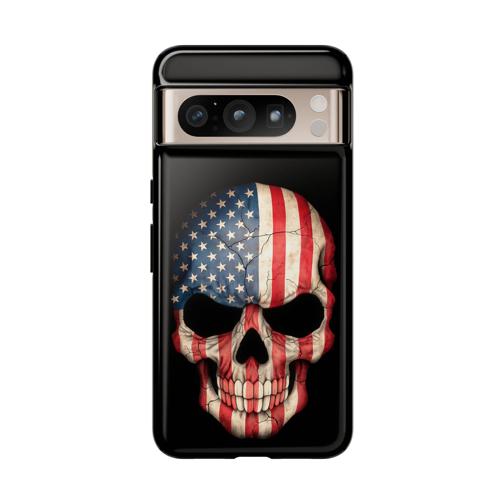 American Flag Skull Phone Case - Patriotic Tough Protective Cover