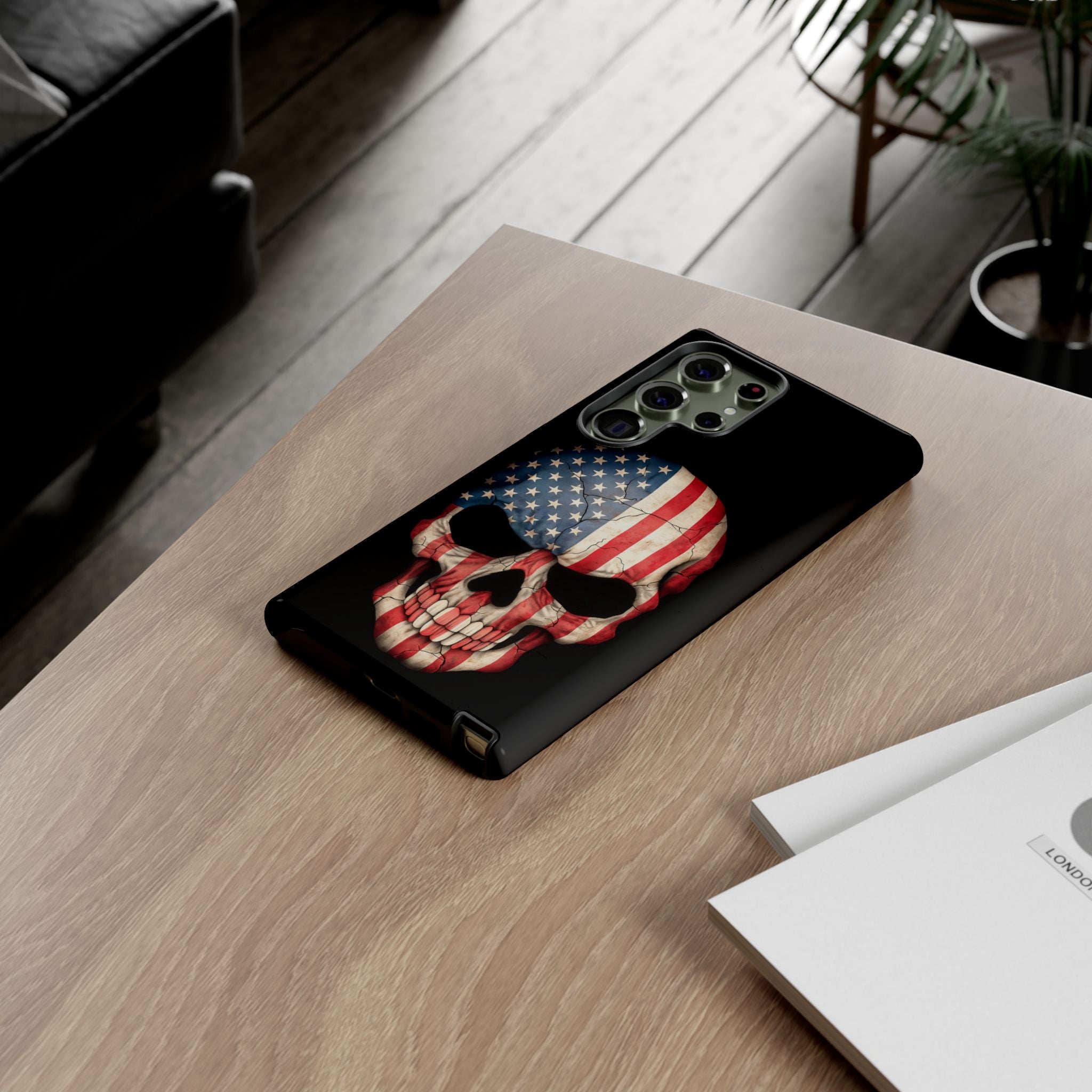 American Flag Skull Phone Case - Patriotic Tough Protective Cover
