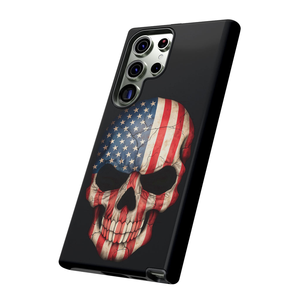 American Flag Skull Phone Case - Patriotic Tough Protective Cover