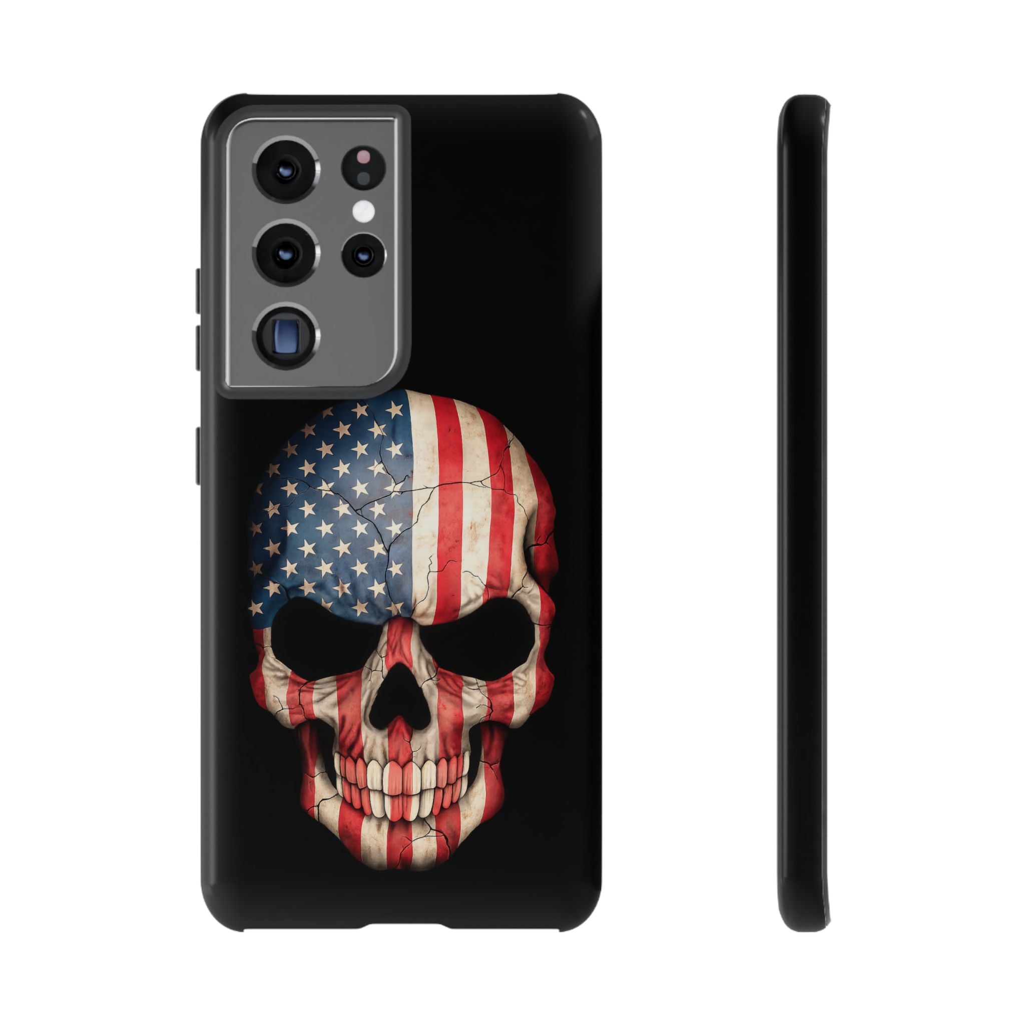 American Flag Skull Phone Case - Patriotic Tough Protective Cover