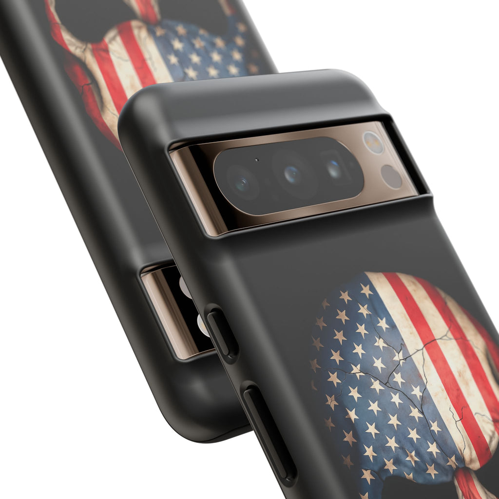 American Flag Skull Phone Case - Patriotic Tough Protective Cover