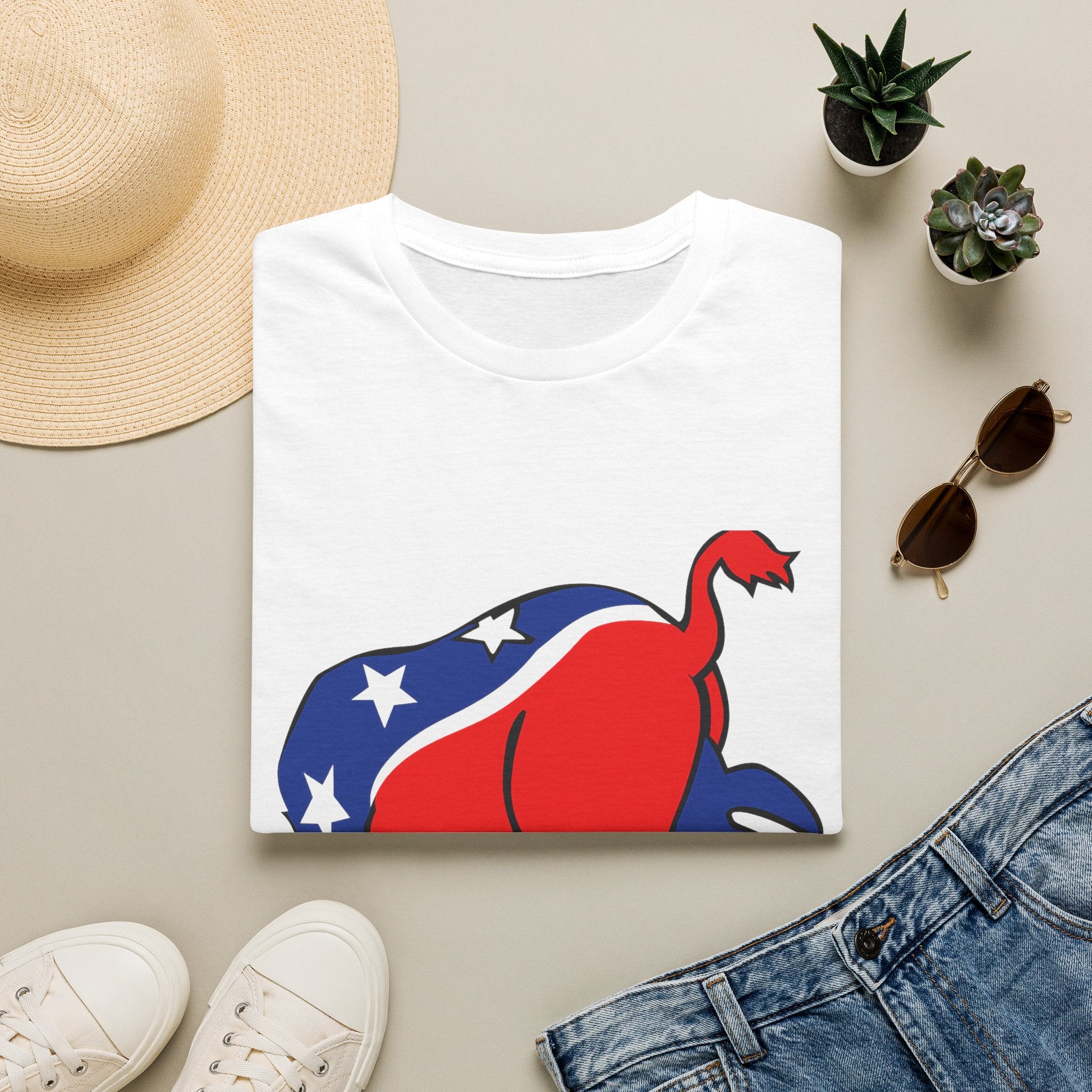 Elephant Political Graphic T-Shirt — Patriotic Red, White & Blue Design
