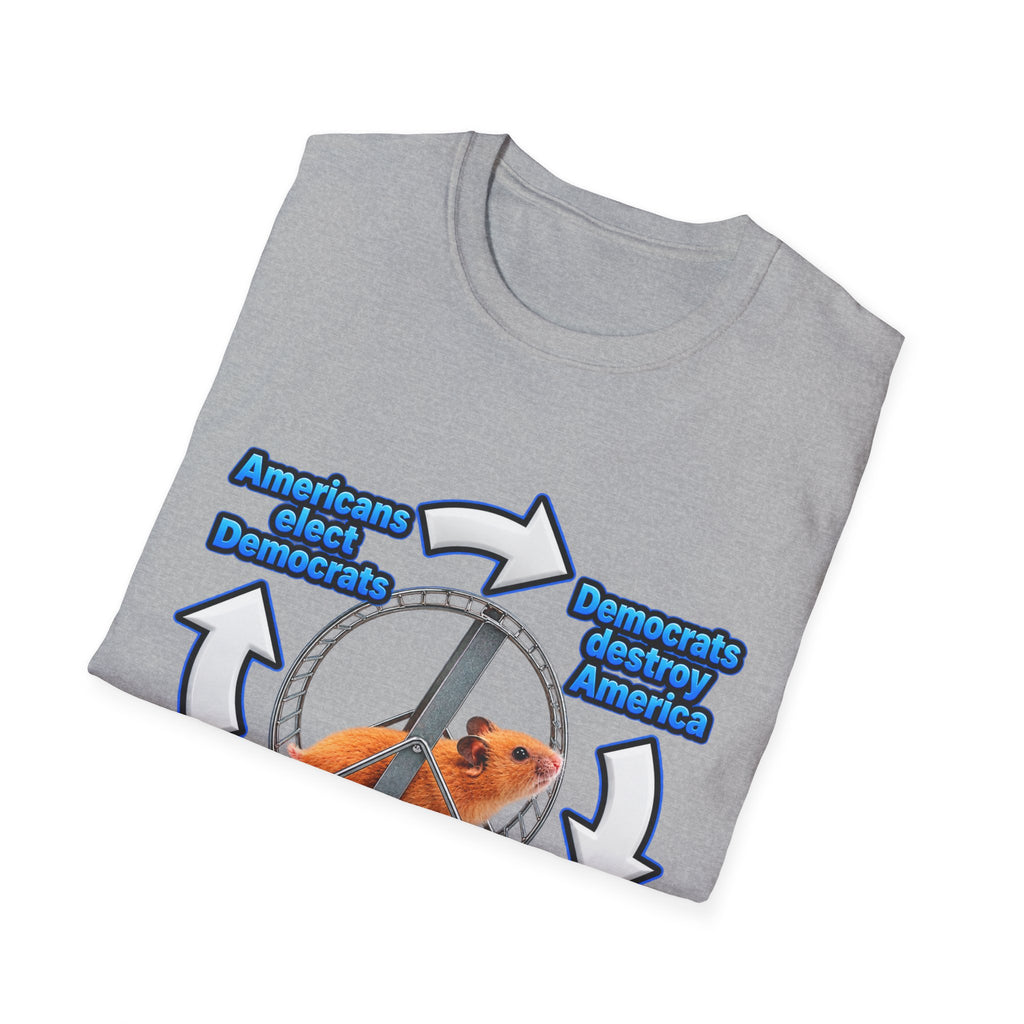 Hamster Wheel Politics T-Shirt — "Americans Elect/Destroy" Satire Tee