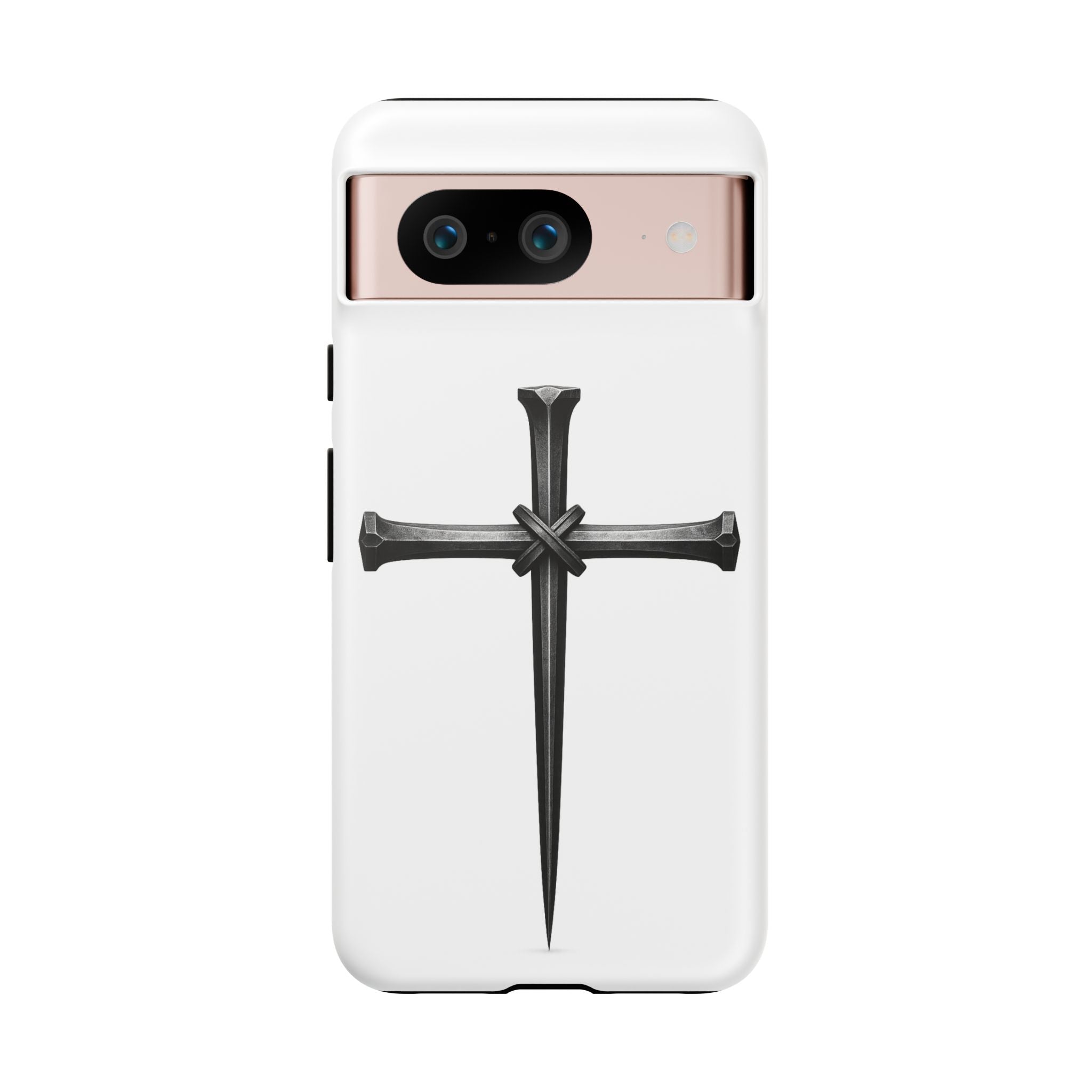 Nail Cross Tough Phone Case – Minimal Gothic Christian Armor for Samsung & iPhone