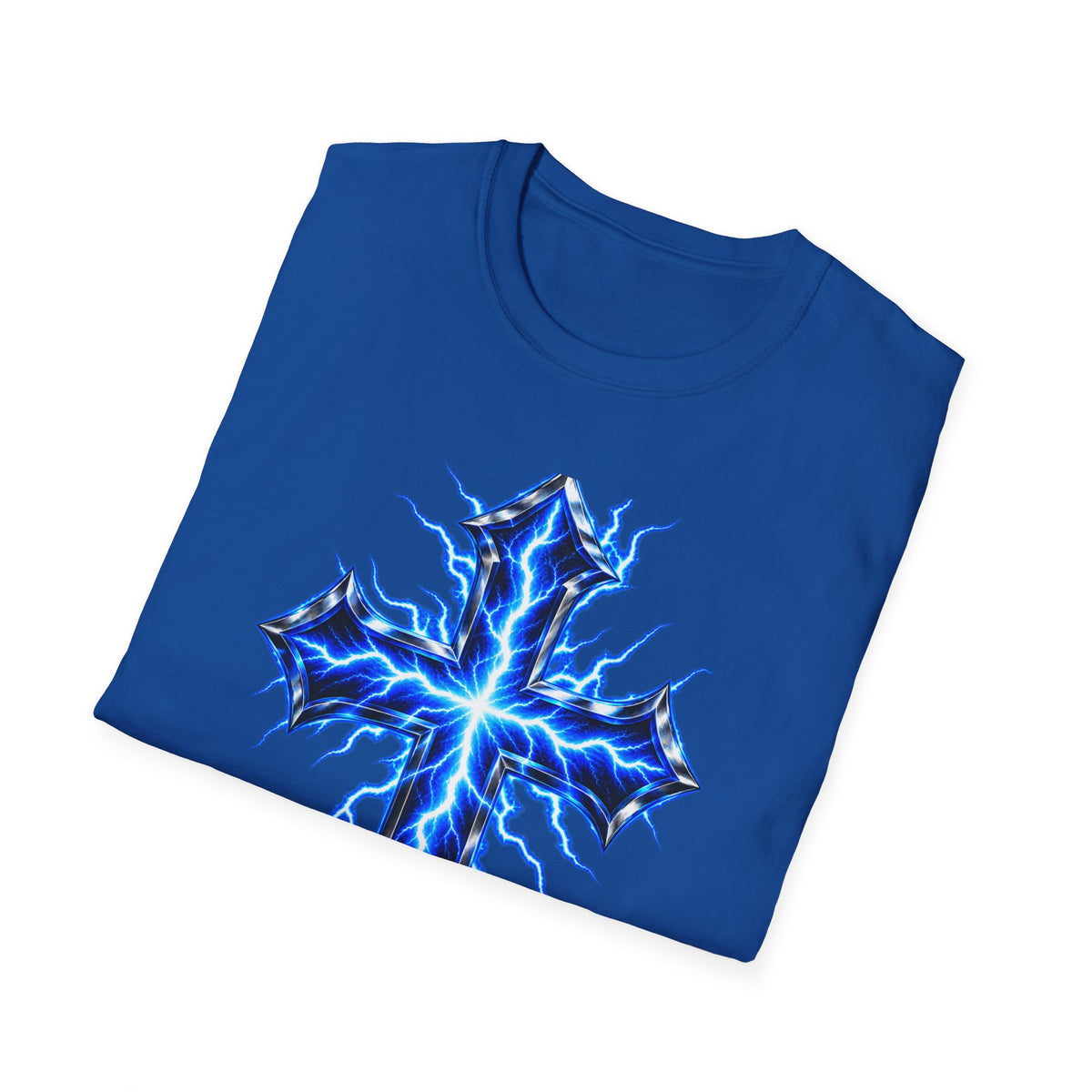 Electric Blue Cross T-Shirt – Lightning Church Graphic Tee