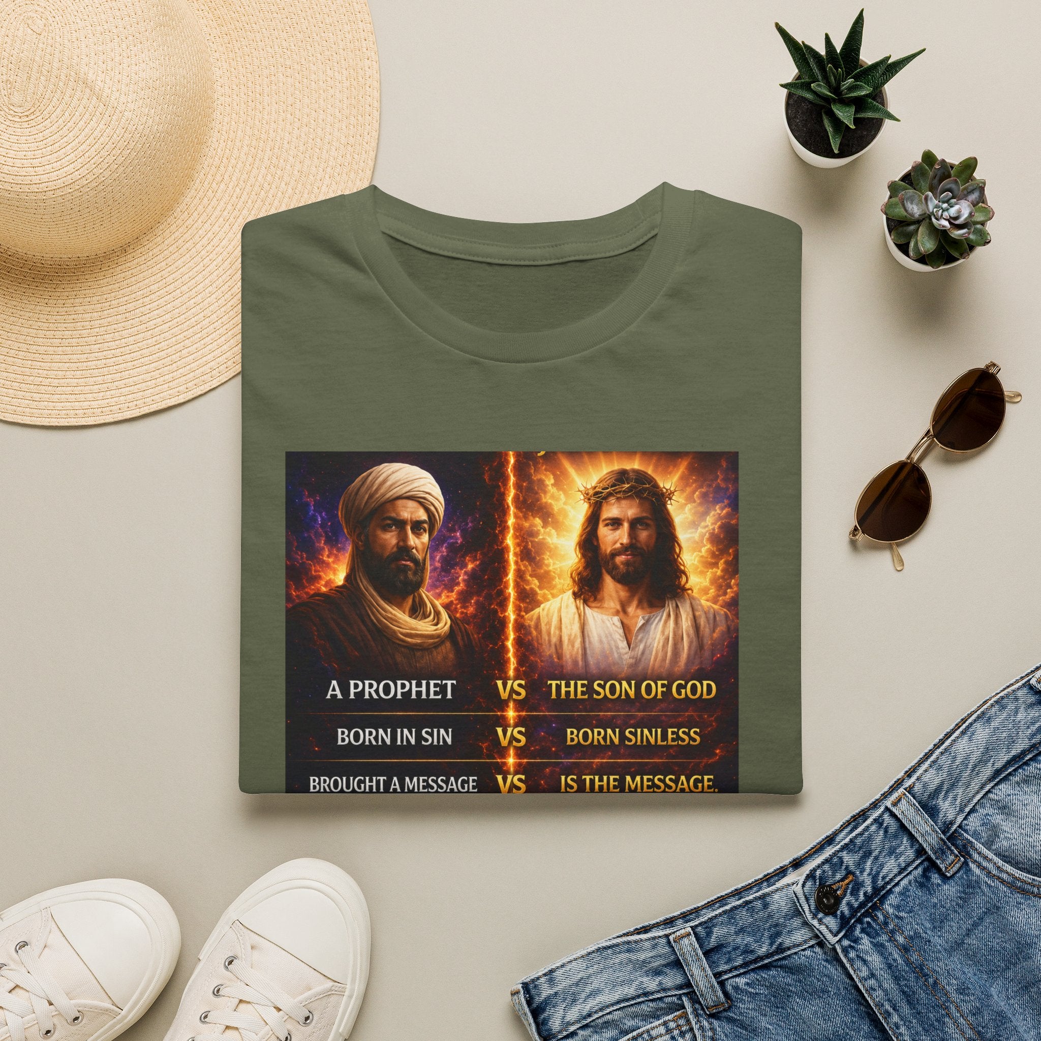 Religious Comparison Graphic Tee — 'A Prophet vs The Son of God'