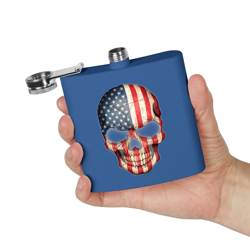 American Flag Skull Flask — 6oz Stainless Steel Patriotic Hip Flask
