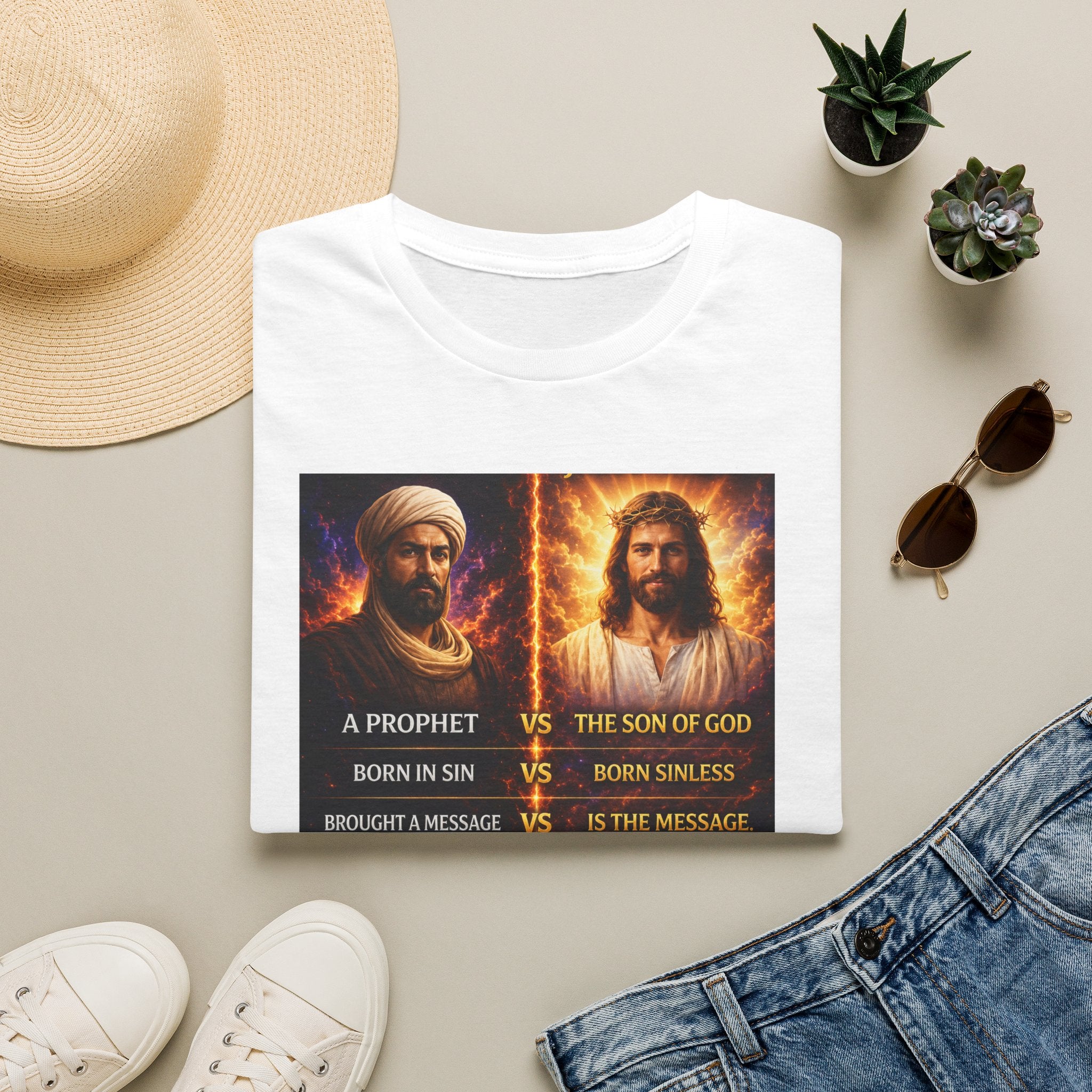 Religious Comparison Graphic Tee — 'A Prophet vs The Son of God'