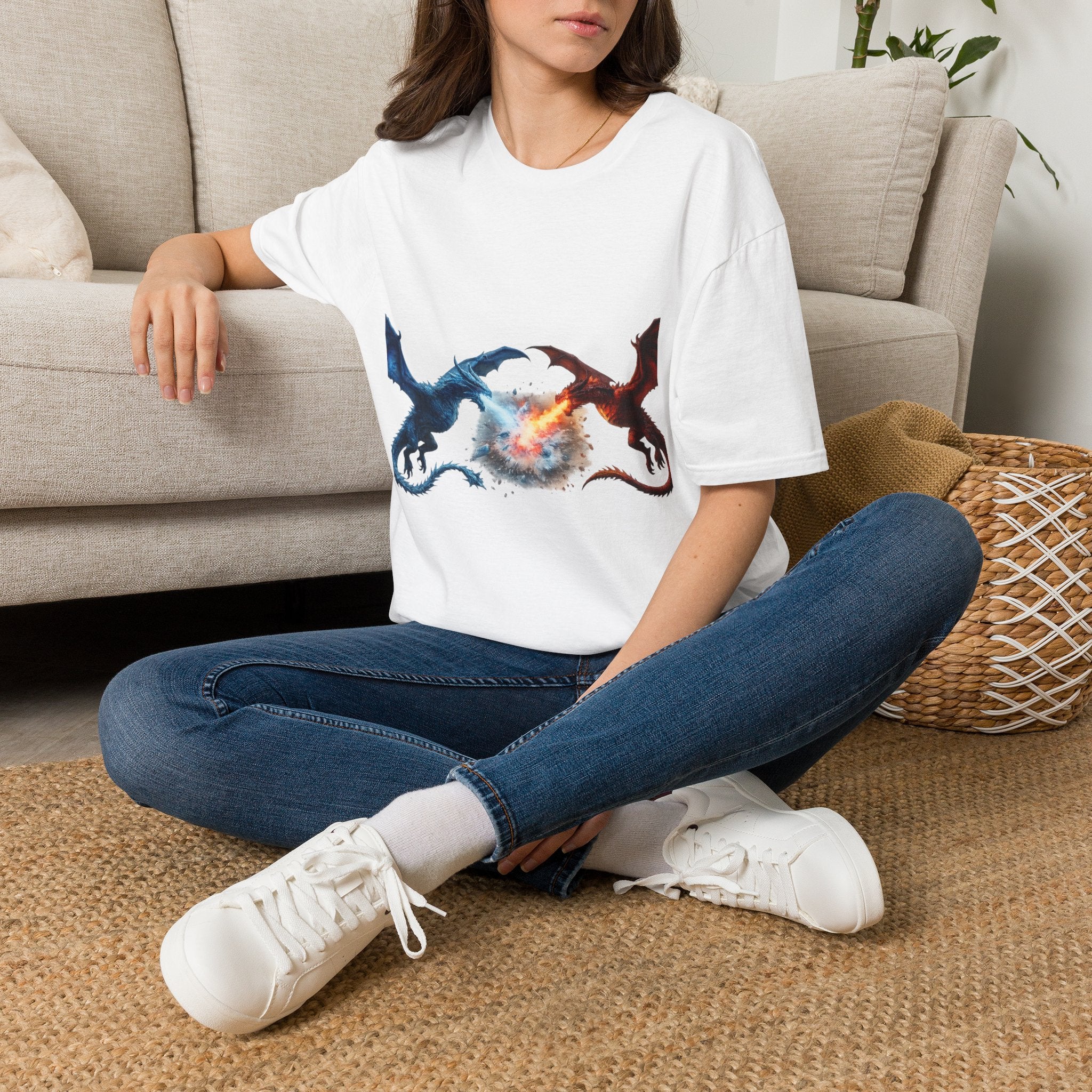 Dragon Duel T-Shirt — Fire vs Ice- Wyverns Graphic Tee