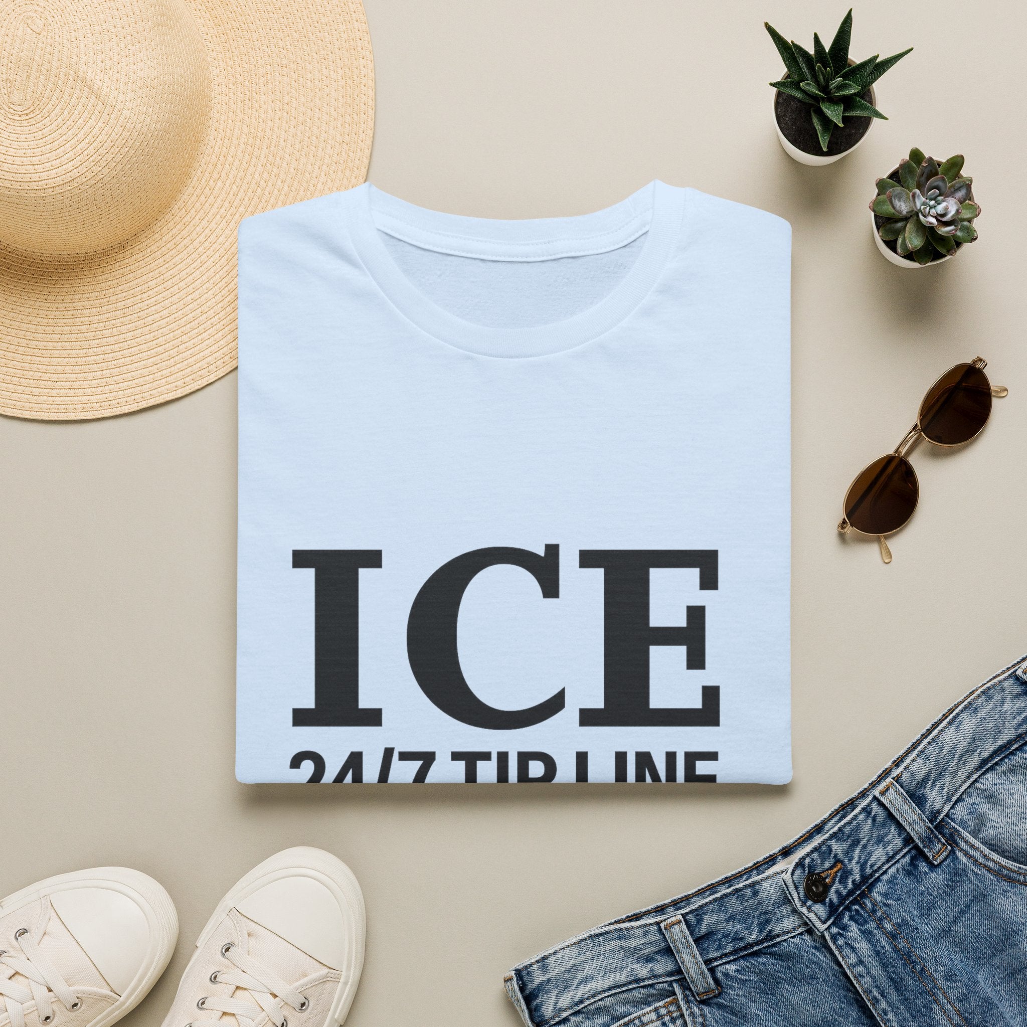 ICE 24/7 Tip Line T-Shirt — Funny ICE Hotline Graphic Tee