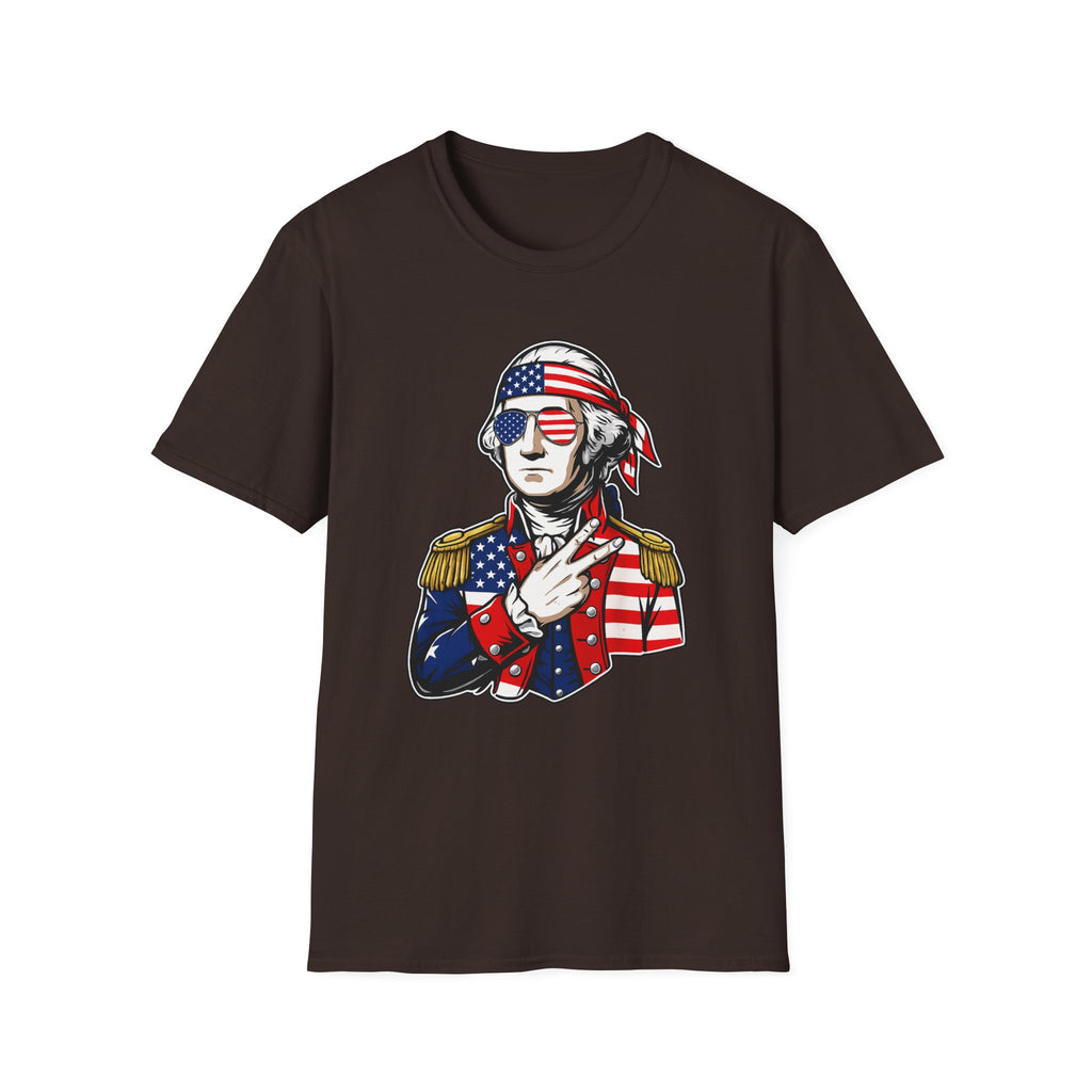 Patriotic George Washington T-Shirt – American Flag Bandana & Shades Tee