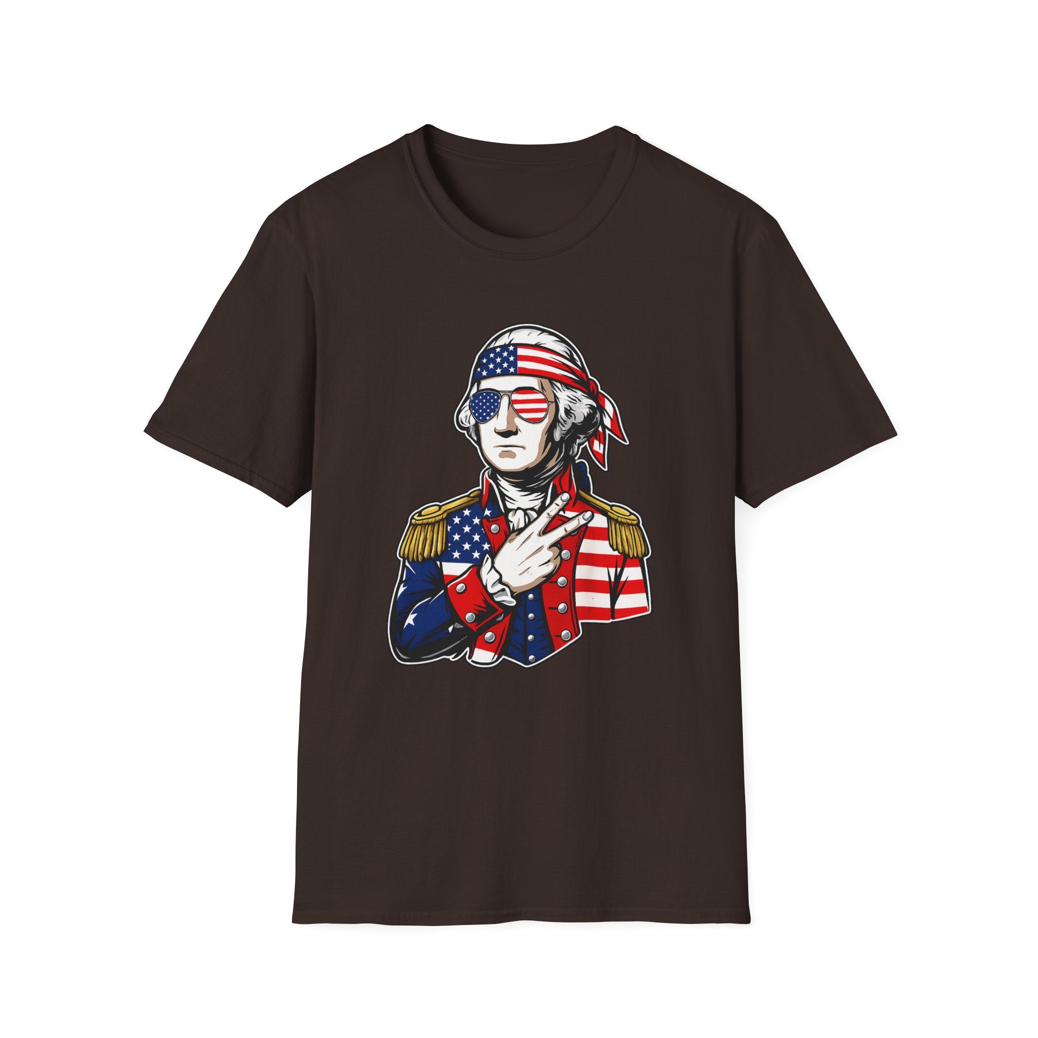 Patriotic George Washington T-Shirt – American Flag Bandana & Shades Tee