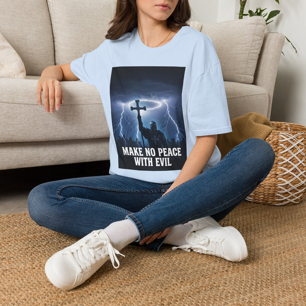 Make No Peace With Evil T-Shirt – Lightning Cross Christian Faith Tee