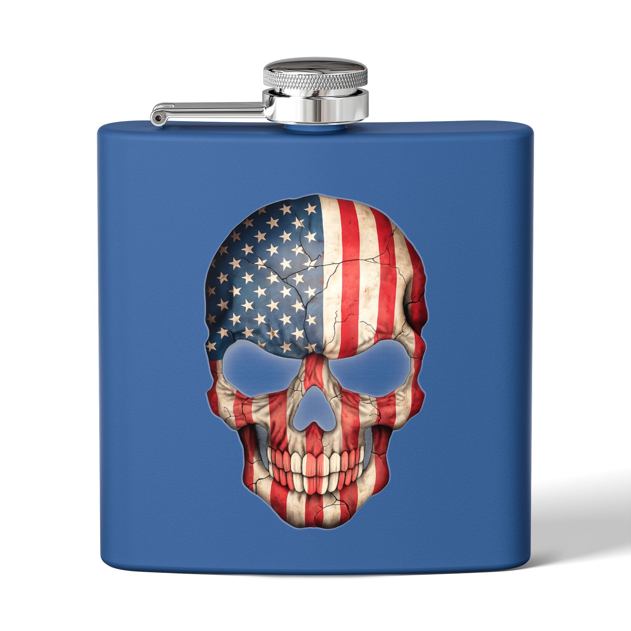 American Flag Skull Flask — 6oz Stainless Steel Patriotic Hip Flask