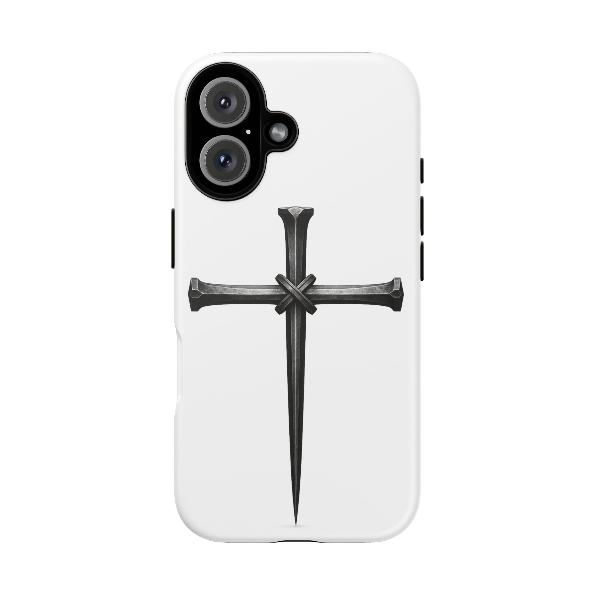 Nail Cross Tough Phone Case – Minimal Gothic Christian Armor for Samsung & iPhone