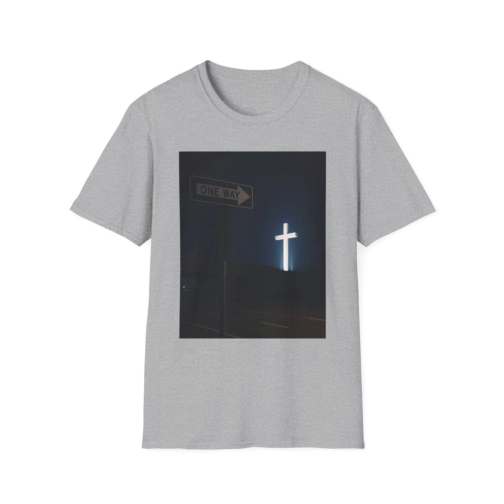 Christian Cross T-Shirt - One Way Street Sign Faith Tee