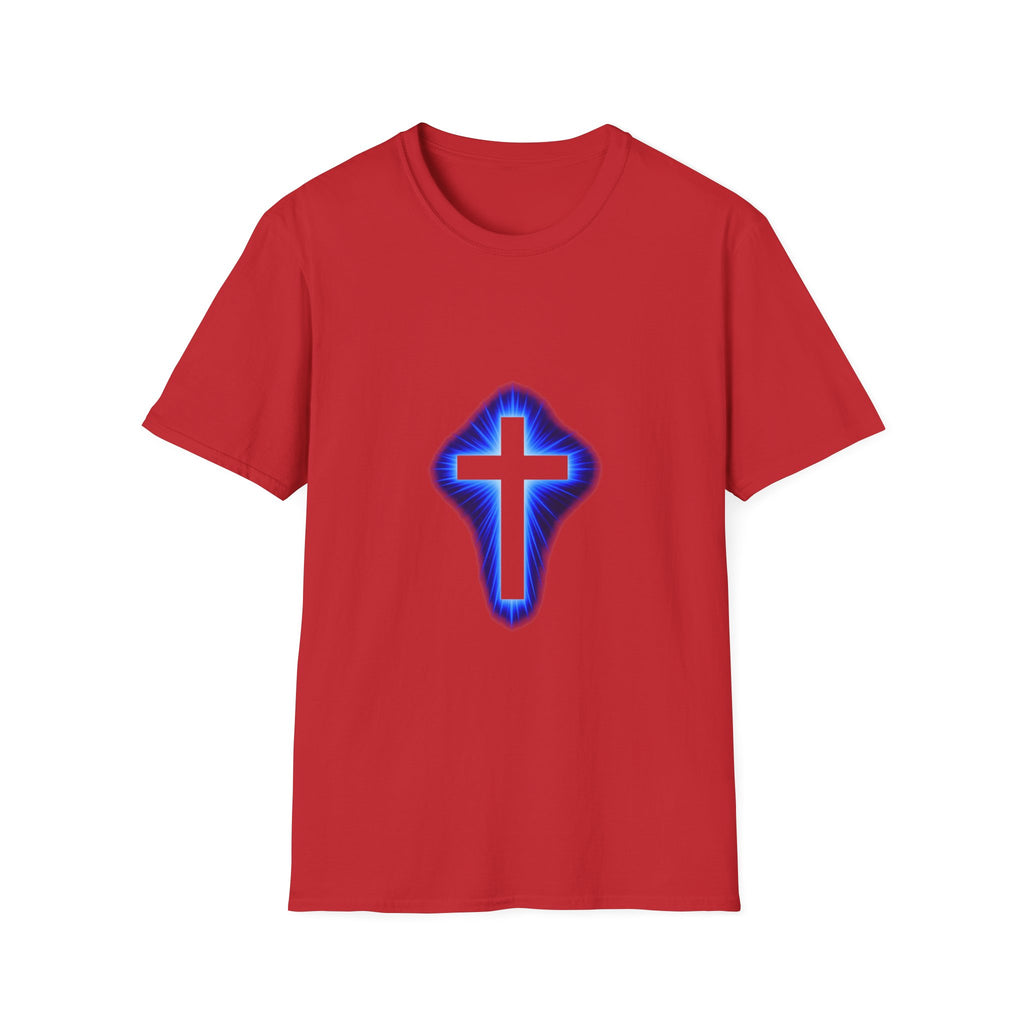 Blue Glowing Cross T‑Shirt — Christian Faith Graphic Tee