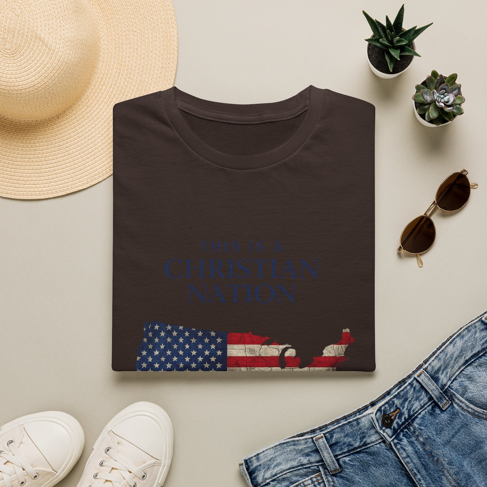 Christian Nation T-Shirt — America Flag Map Graphic