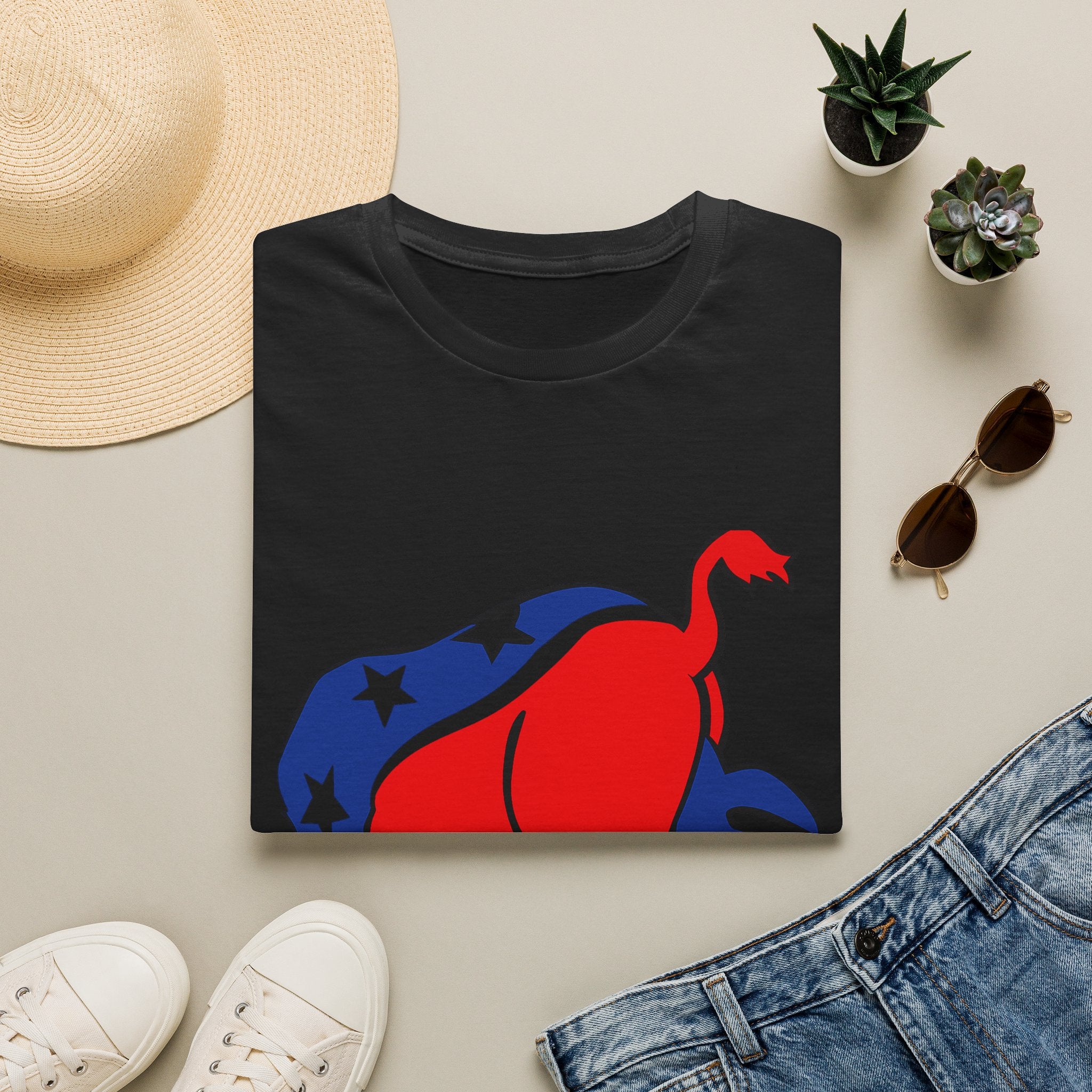 Elephant Political Graphic T-Shirt — Patriotic Red, White & Blue Design