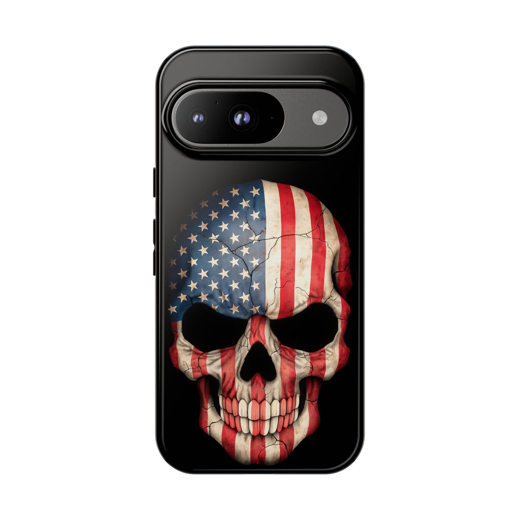American Flag Skull Phone Case - Patriotic Tough Protective Cover